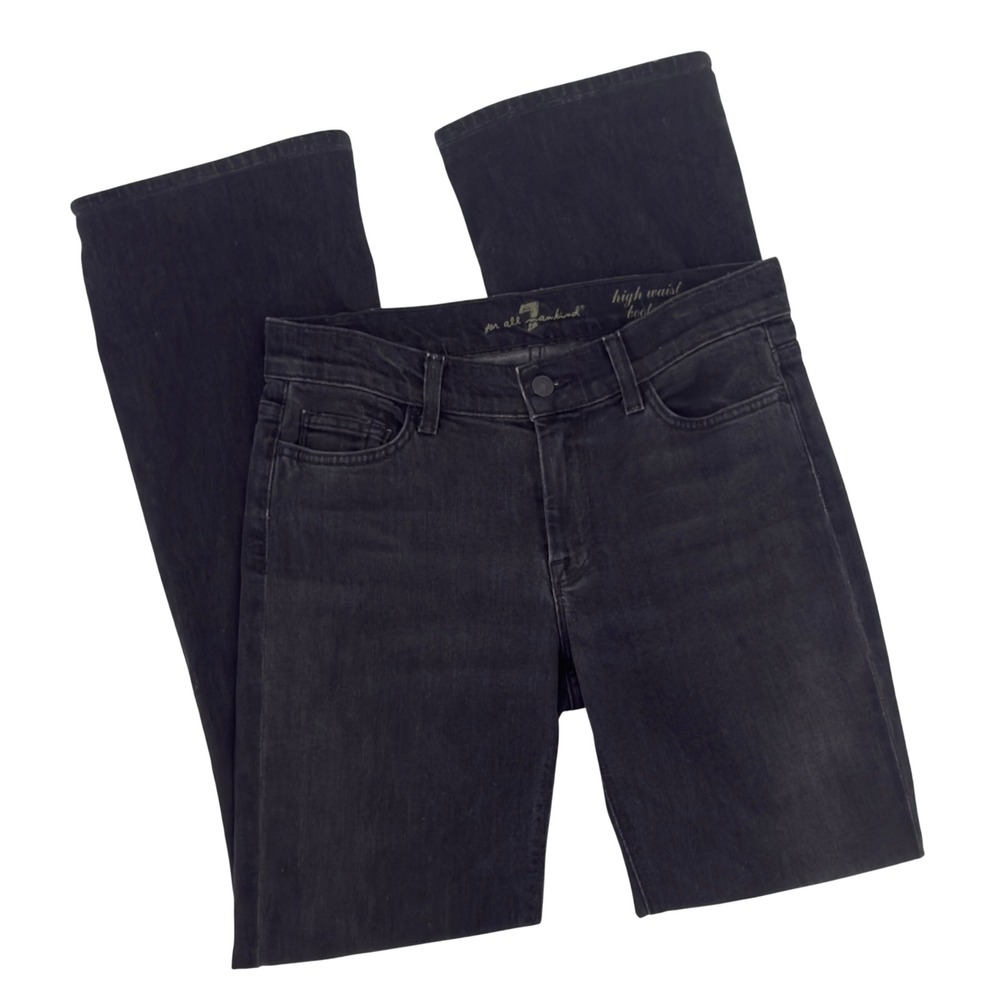 7 For All Mankind High Waist Bootcut Black Jeans Stretch Denim Size 29